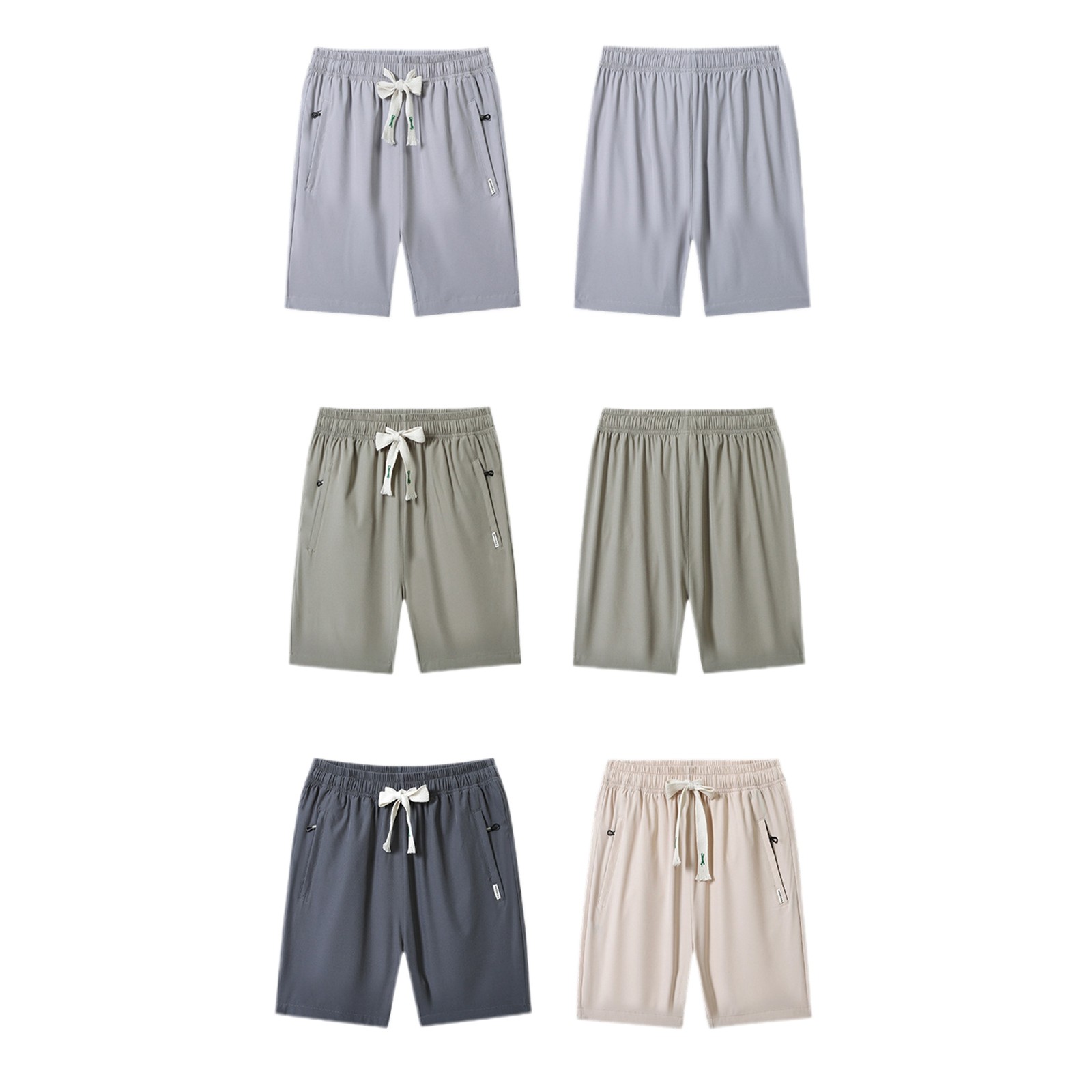 thumbnail image 4 of Pantalones cortos casuales para hombre: corte holgado de verano, cintura elástica, bolsillos con cremallera, transpirables, para uso diario deportivo con camisetas., 4 of 6